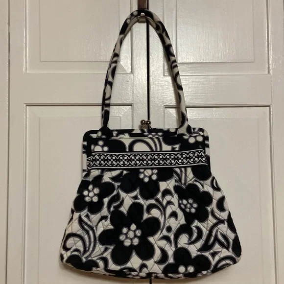 Vera Bradley snap closure purse 12x14x4. Black and white - Picture 2 of 4